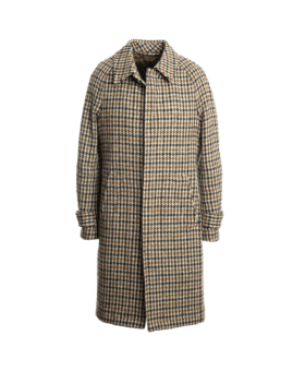Brown Houndstooth Balmacaan Raglan Sleeve Wool Coat - He Spoke Style Shop