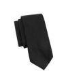 Black grenadine garza fina silk necktie with textured weave, flat lay