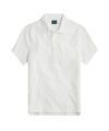 White cotton pique polo shirt with two-button placket and short sleeves, flat lay