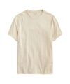 Heather ecru cotton crewneck short-sleeve T-shirt, flat lay