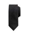 Charcoal solid wool necktie with matte woven texture, flat lay