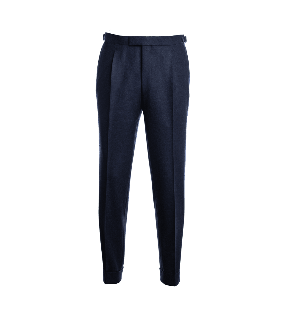 Made-to-Measure Navy Flannel Suit Pants – Sophisticated Style