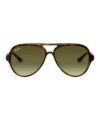 Tortoise acetate aviator sunglasses with green gradient lenses, front view
