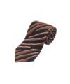 Black, brown and ivory animal stripe silk necktie, rolled flat lay