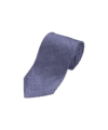 Slate blue solid necktie in textured chambray-like weave, rolled flat lay