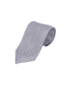 Navy and white houndstooth silk necktie, rolled flat lay