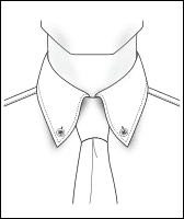 Button-down shirt collar style, line drawing diagram with necktie