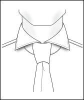 Cutaway shirt collar with necktie, line-drawing diagram of the collar style