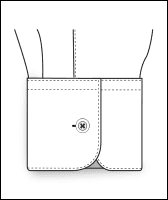 Single-button rounded shirt cuff, technical line drawing of the cuff style option
