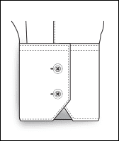Two-button notch shirt cuff style, technical line drawing diagram