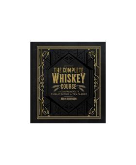 The Complete Whiskey Course by Robin Robinson, black hardcover book with gold lettering, front cover view