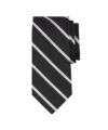 Black repp silk necktie with white stripes, flat lay