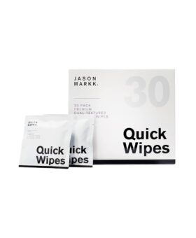 Shoe cleaning quick wipes, 30-pack box with two individually wrapped sachets, packaging shot
