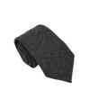 Charcoal grey wool flannel necktie, coiled flat lay