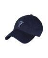 Navy cotton baseball cap with white needlepoint Y letter on the front, three-quarter view