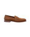 Bourbon brown suede penny loafer with leather sole, side product view