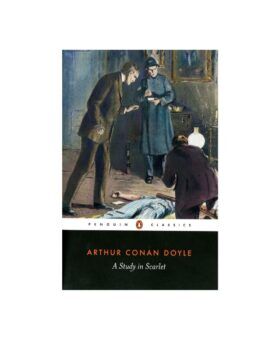 Penguin Classics paperback of A Study in Scarlet by Arthur Conan Doyle, illustrated crime-scene cover, front view