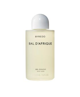 Bal d'Afrique body wash in a frosted 225 ml bottle with white domed cap, product shot