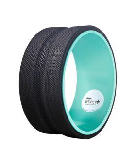 Black and mint Chirp Wheel+ textured foam roller for back stretching