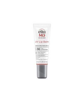 EltaMD UV Lip Balm broad spectrum SPF 36 in a white and silver squeeze tube