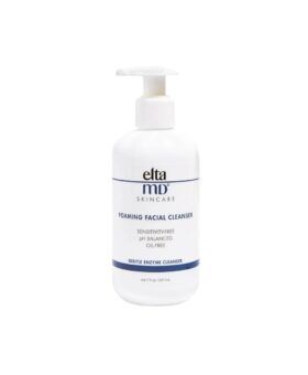 EltaMD Foaming Facial Cleanser in a white pump bottle with blue lettering, 7 fl oz