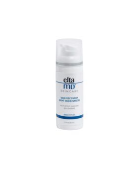 EltaMD Skin Recovery Light Moisturizer in a white pump bottle with blue lettering, 1.7 fl oz