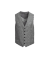 Grey glen check suit waistcoat with six buttons and four welt pockets, front view