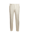 Ivory twill suit trousers with belt loops and a flat front, front product view