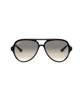 Black acetate aviator sunglasses with grey gradient lenses, front product view
