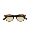 Tortoiseshell acetate eyeglasses with rounded lenses and a pale yellow tint, front product view