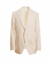 Ivory flannel sport coat with notch lapels and flap pockets, shown on an invisible form