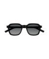 Black square acetate sunglasses with grey gradient lenses, front product view