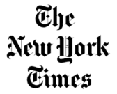 The New York Times logo in black blackletter type on a white background