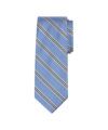 Light blue silk tie with black and white repp stripes, flat lay